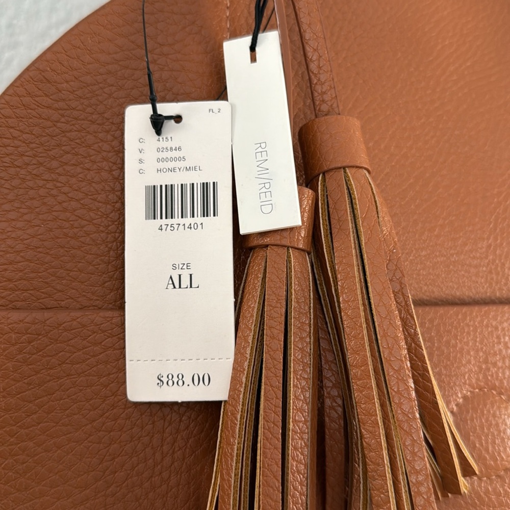ANTHROPOLOGIE Remi and Reid Cognac Circle Tassel Tote - Picture 3 of 7